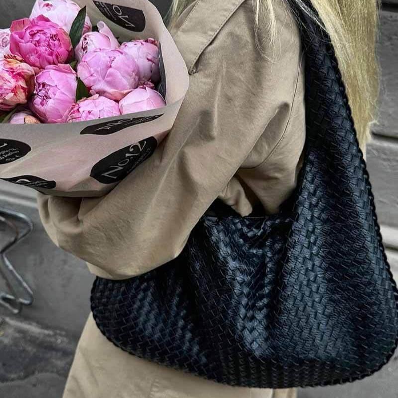 Oversize Trenzado | Bolso de hombro negro
