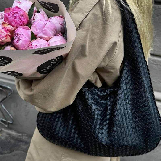 Oversize Trenzado | Bolso de hombro negro