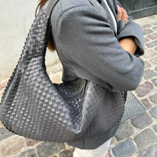 Oversize Trenzado | Bolso de hombro gris