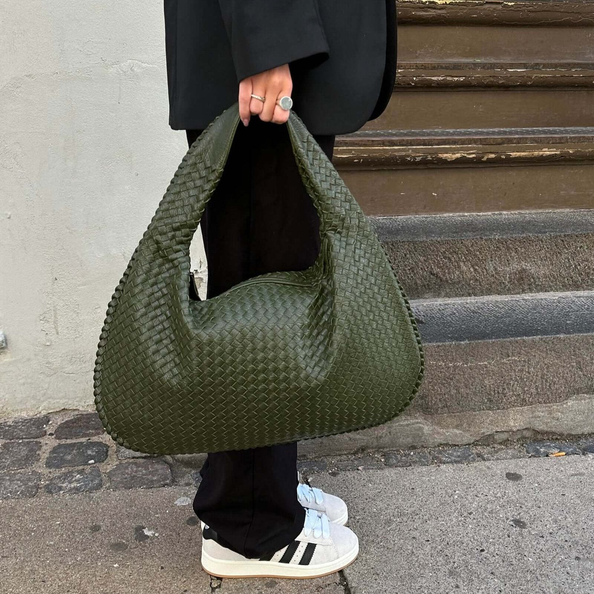 Oversize Trenzado | Bolso de hombro verde