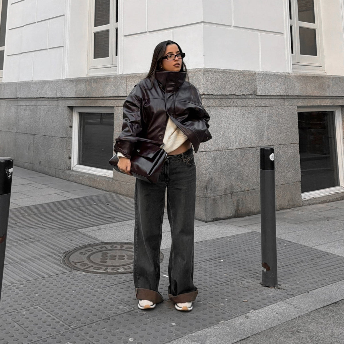 Nola | Bolso de piel auténtica ciruela