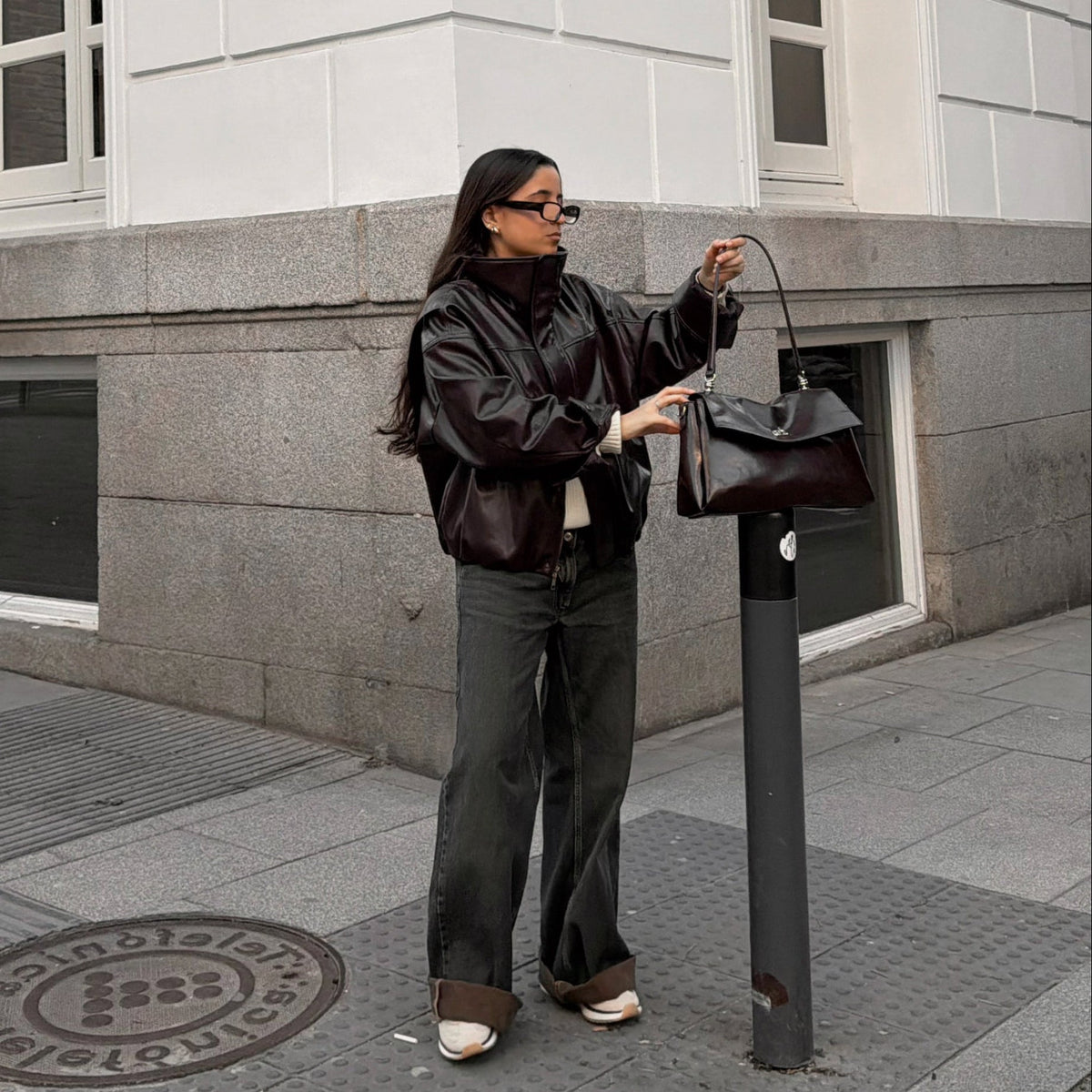 Nola | Bolso de piel auténtica ciruela