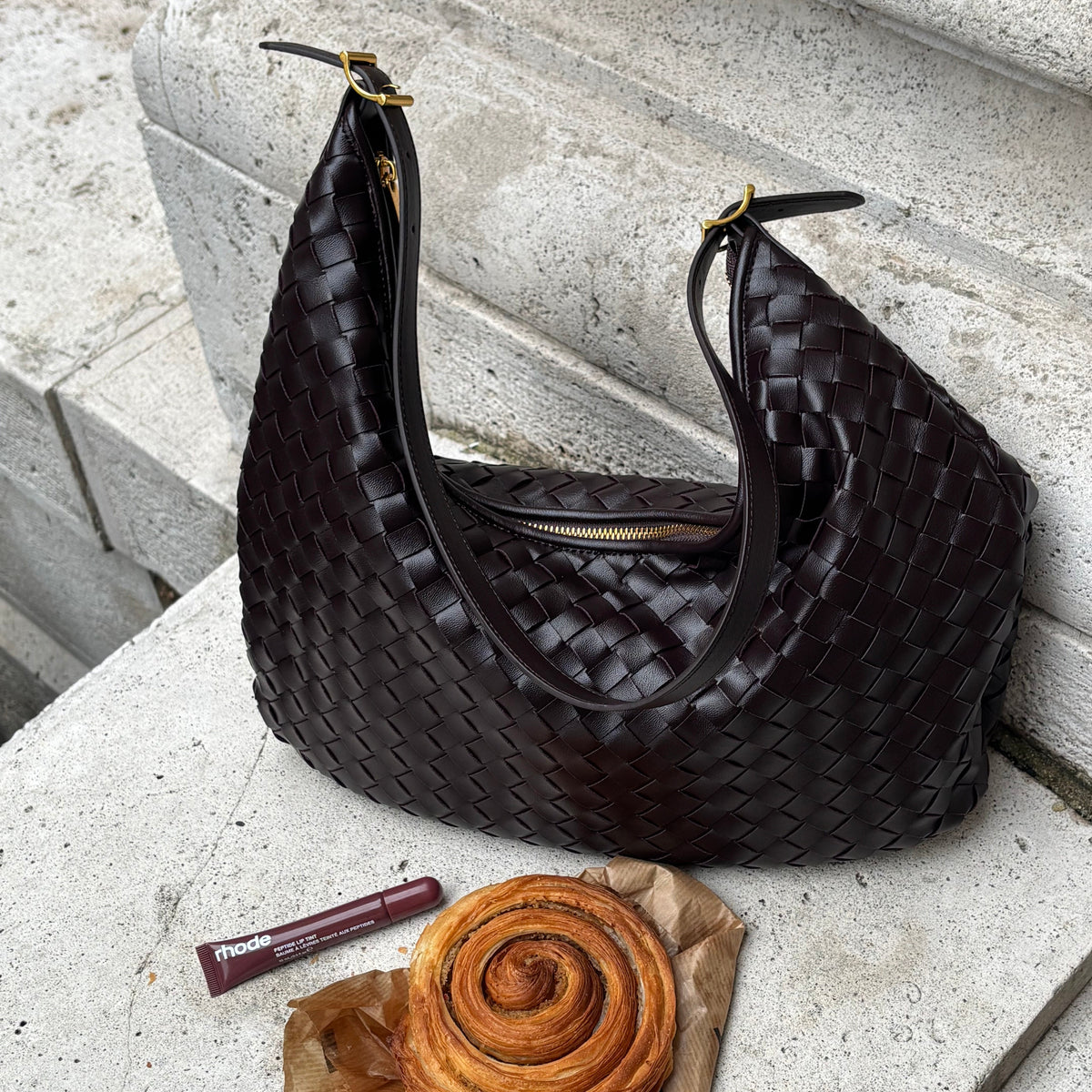 Hailey | Bolso tote trenzado café