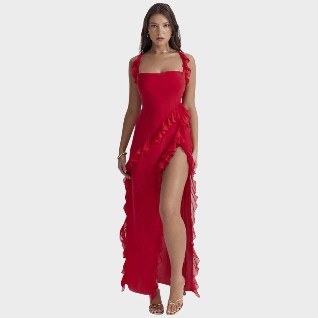 Scarlet| Vestido largo ciruela oscuro