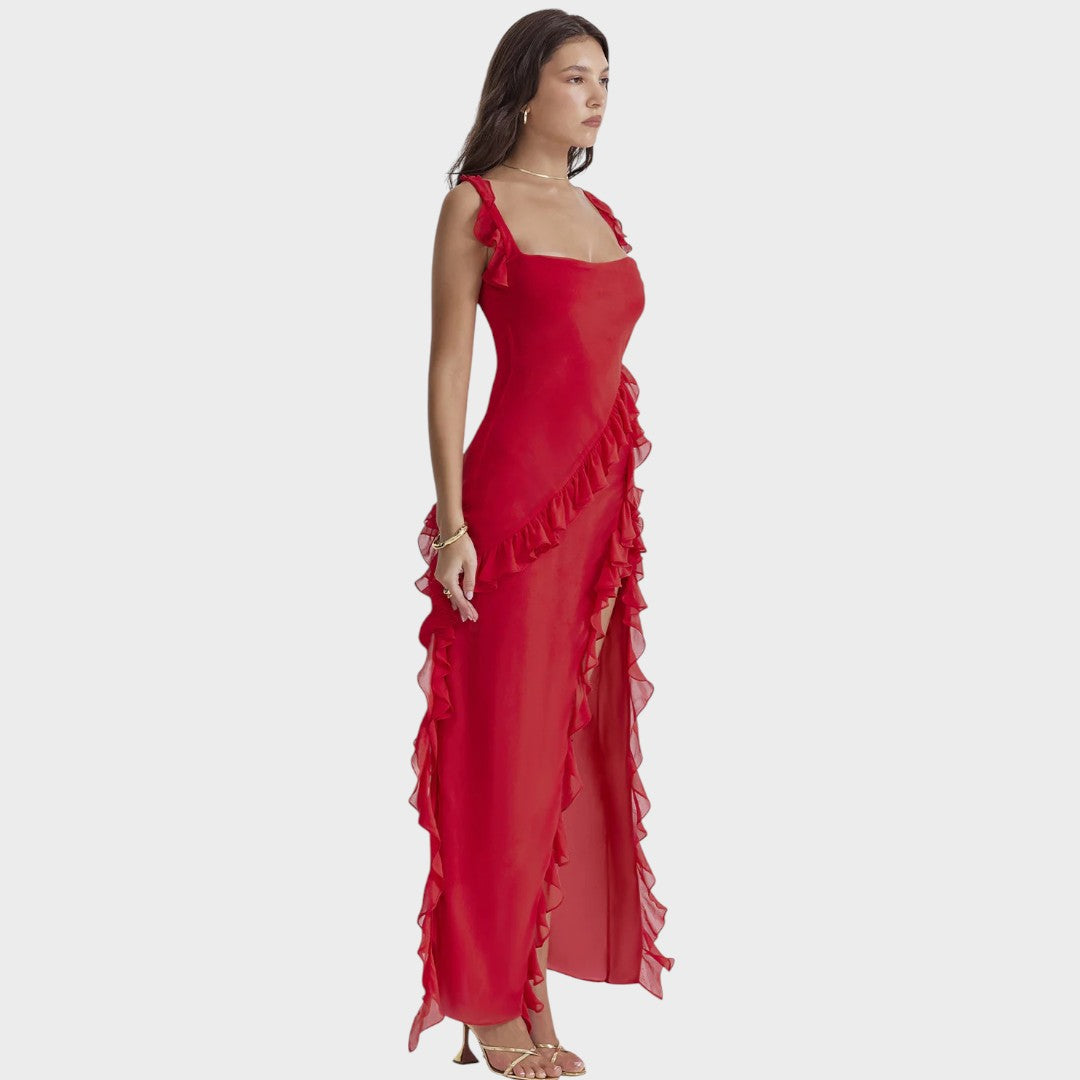 Scarlet| Vestido largo ciruela oscuro
