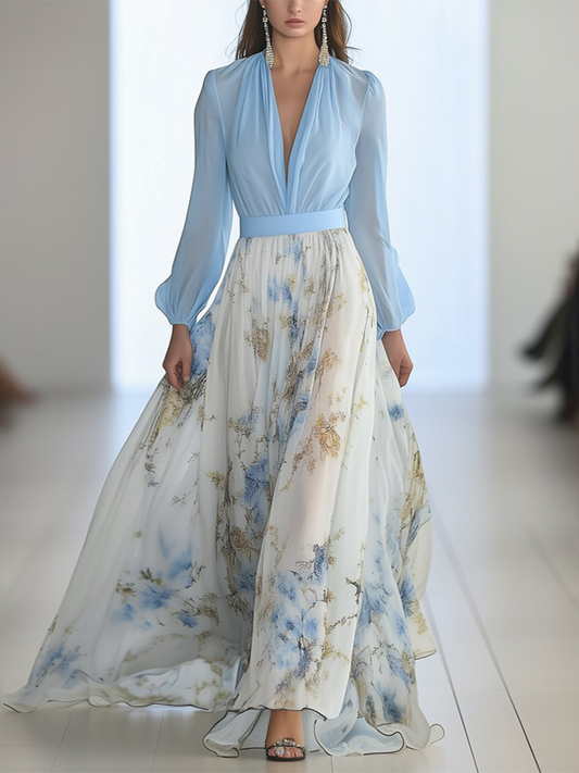 Vestido maxi con estampado floral radiante