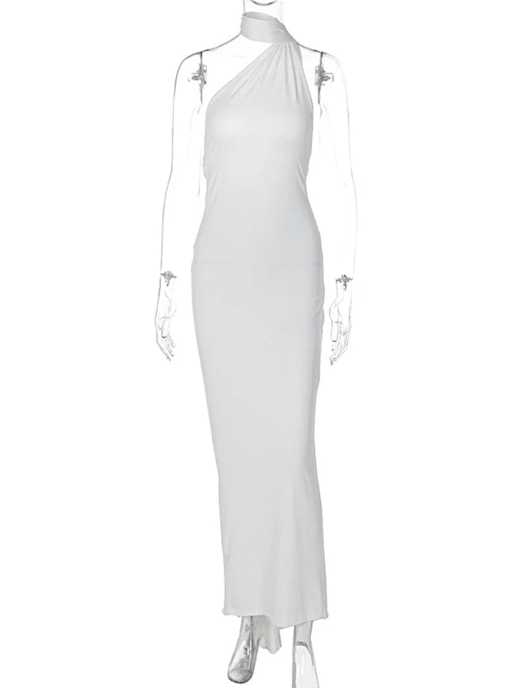 Laura - Vestido Maxi Asimétrico Espalda Abierta Elegante