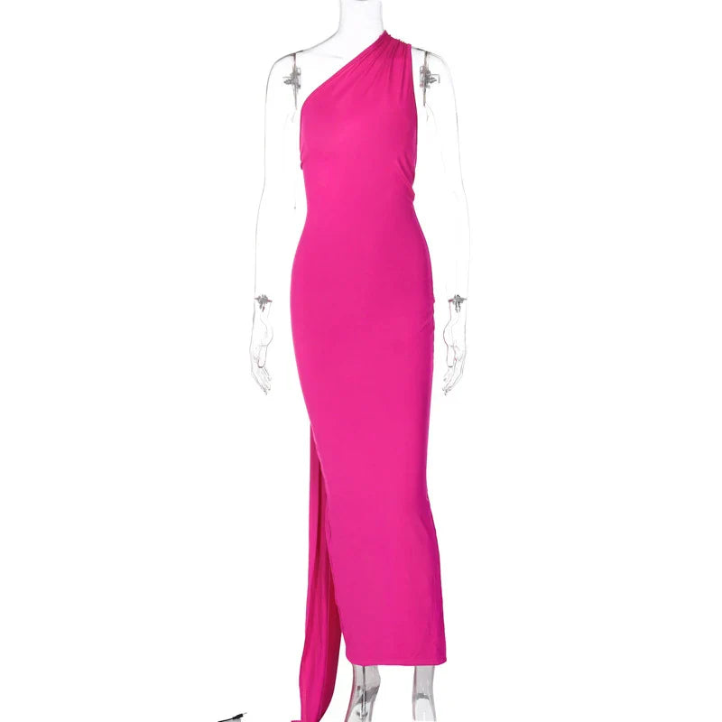 Laura - Vestido Maxi Asimétrico Espalda Abierta Elegante