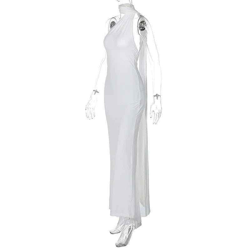 Laura - Vestido Maxi Asimétrico Espalda Abierta Elegante