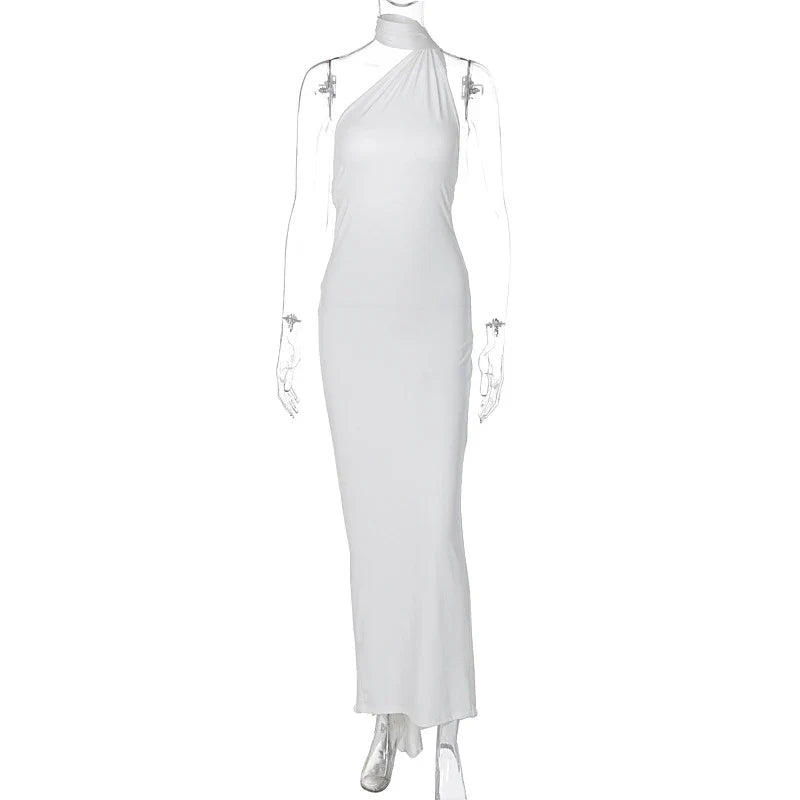Laura - Vestido Maxi Asimétrico Espalda Abierta Elegante