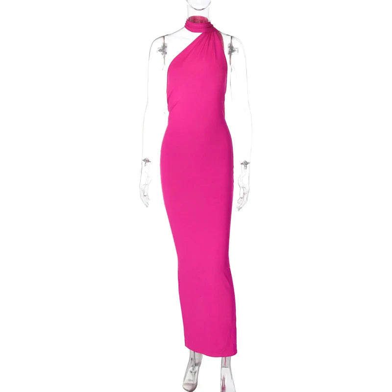 Laura - Vestido Maxi Asimétrico Espalda Abierta Elegante