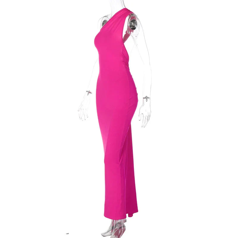 Laura - Vestido Maxi Asimétrico Espalda Abierta Elegante