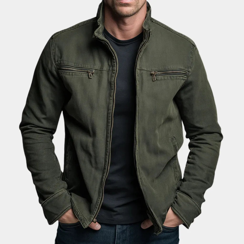 Carlos - Chaqueta vintage de algodón con cremallera