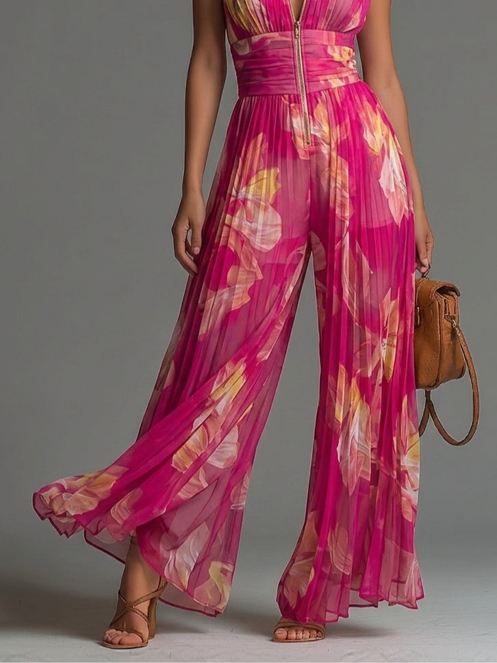 Leabella | Mono plisado floral fucsia