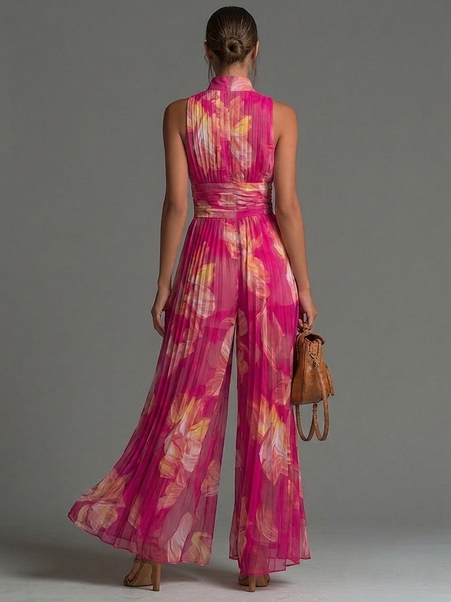 Leabella | Mono plisado floral fucsia