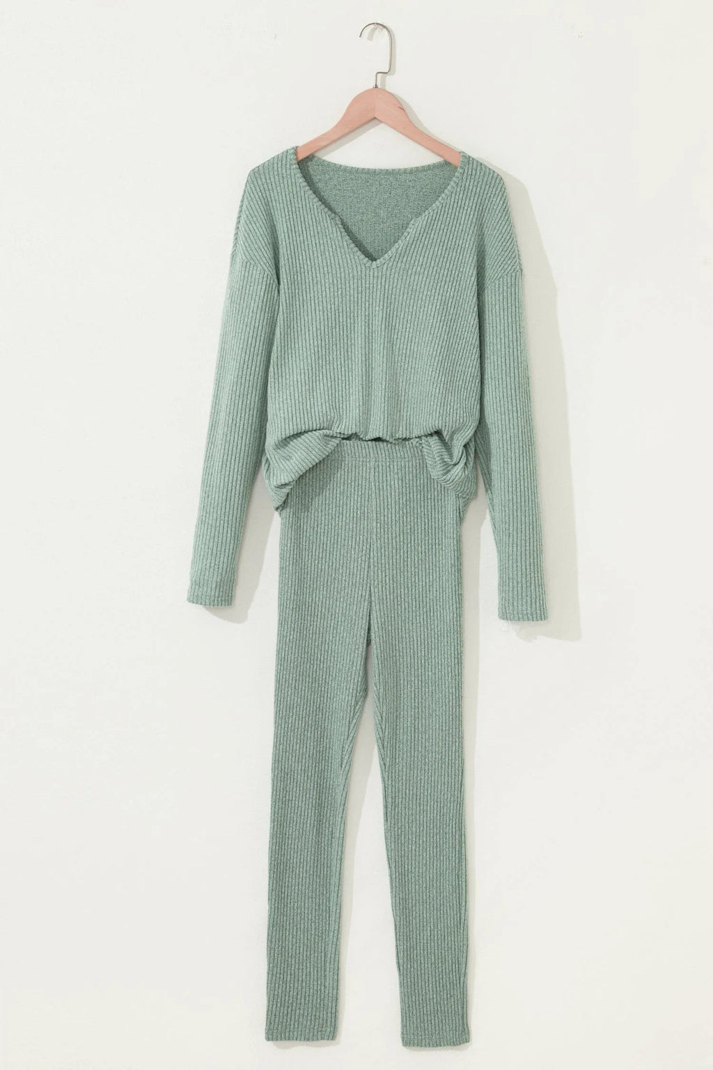 Rosaly – Conjunto de Dos Piezas Ribbed de Manga Larga