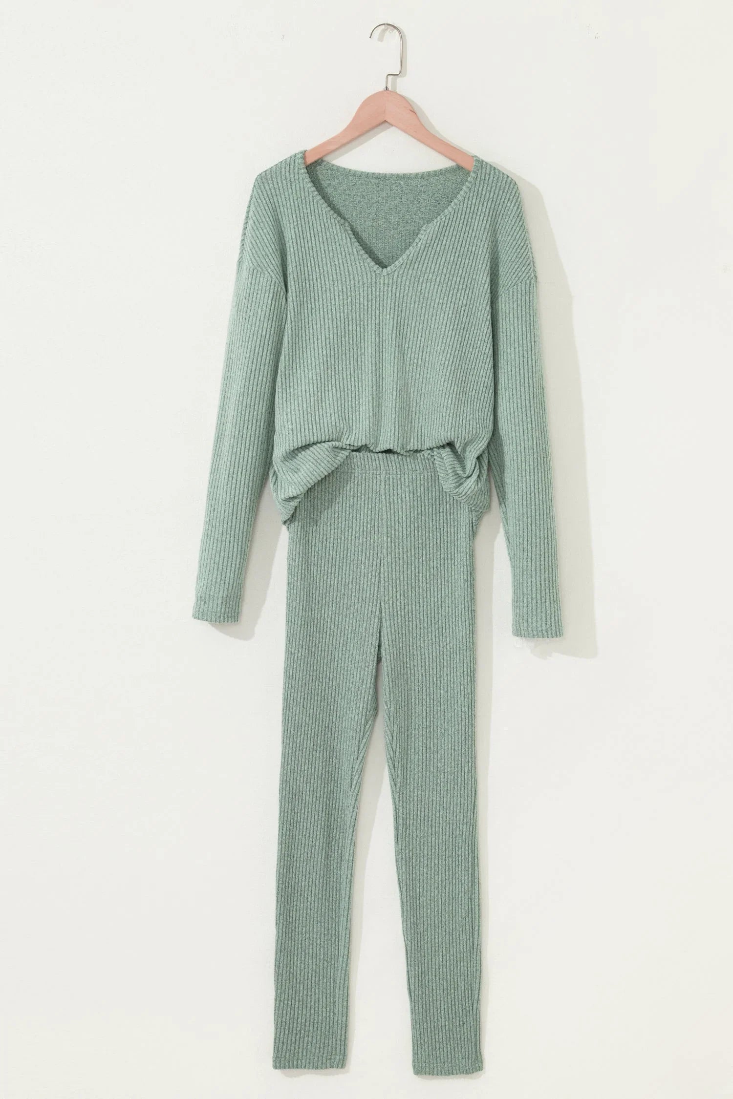 Rosaly – Conjunto de Dos Piezas Ribbed de Manga Larga