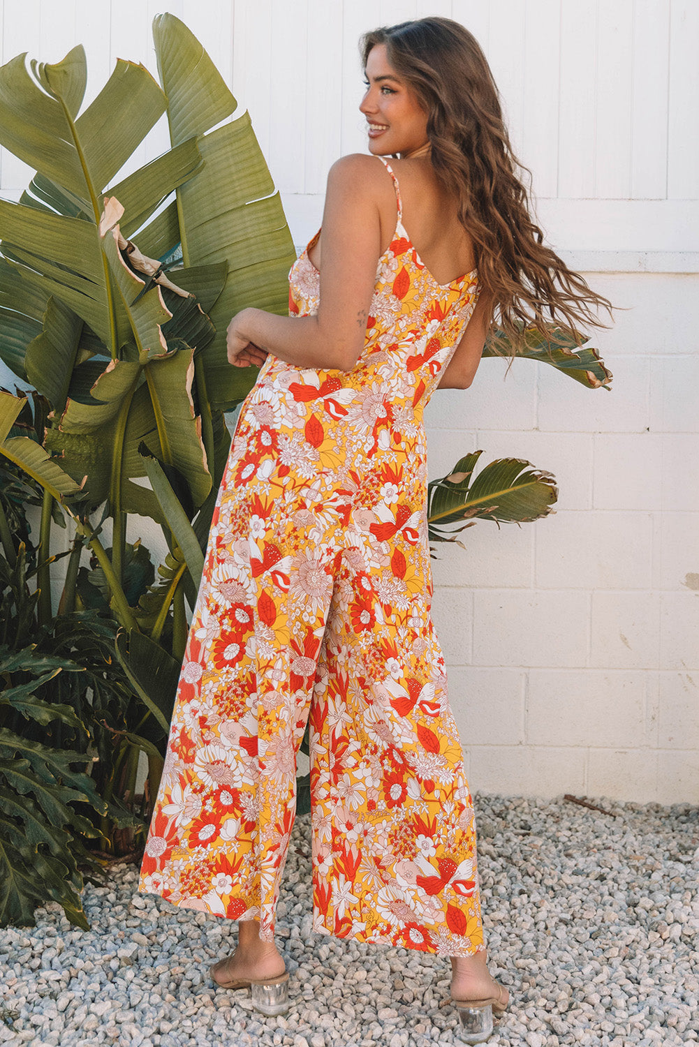 Valentina - Vestido Floral Largo Verano Naranja