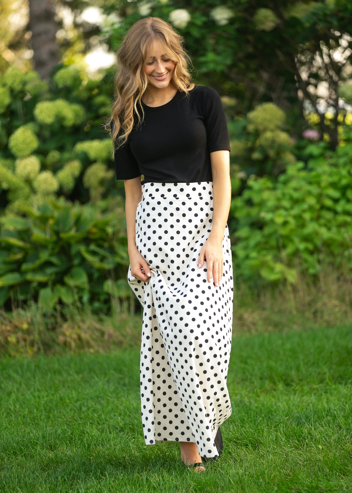 Braylyn – Falda Maxi de Lunares Elegante