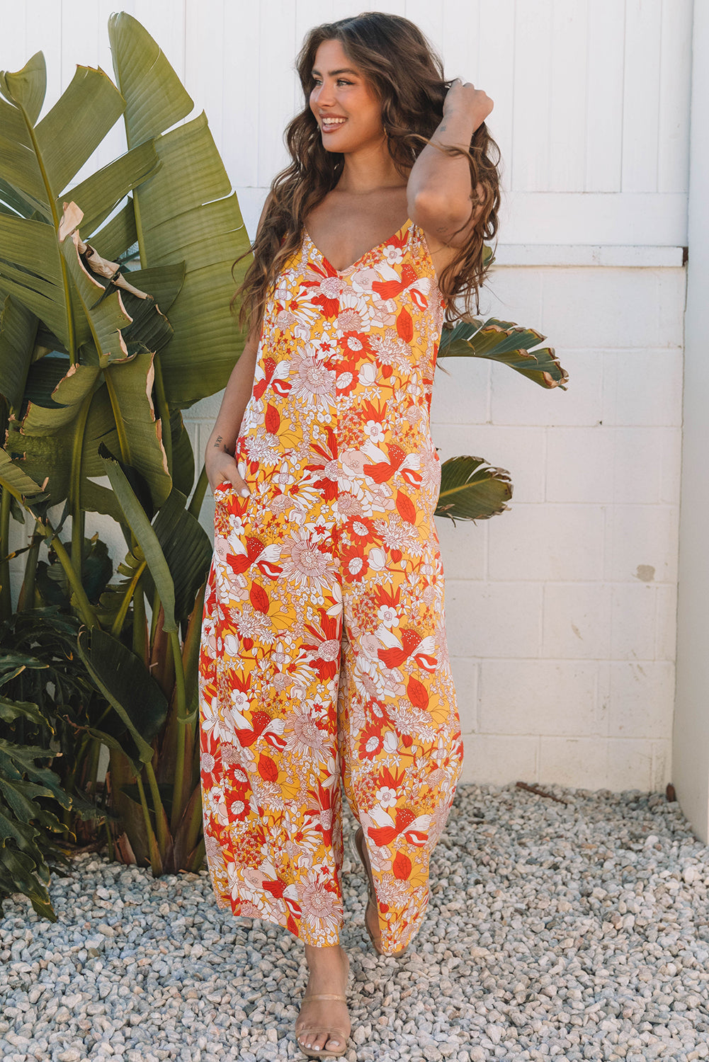 Valentina - Vestido Floral Largo Verano Naranja