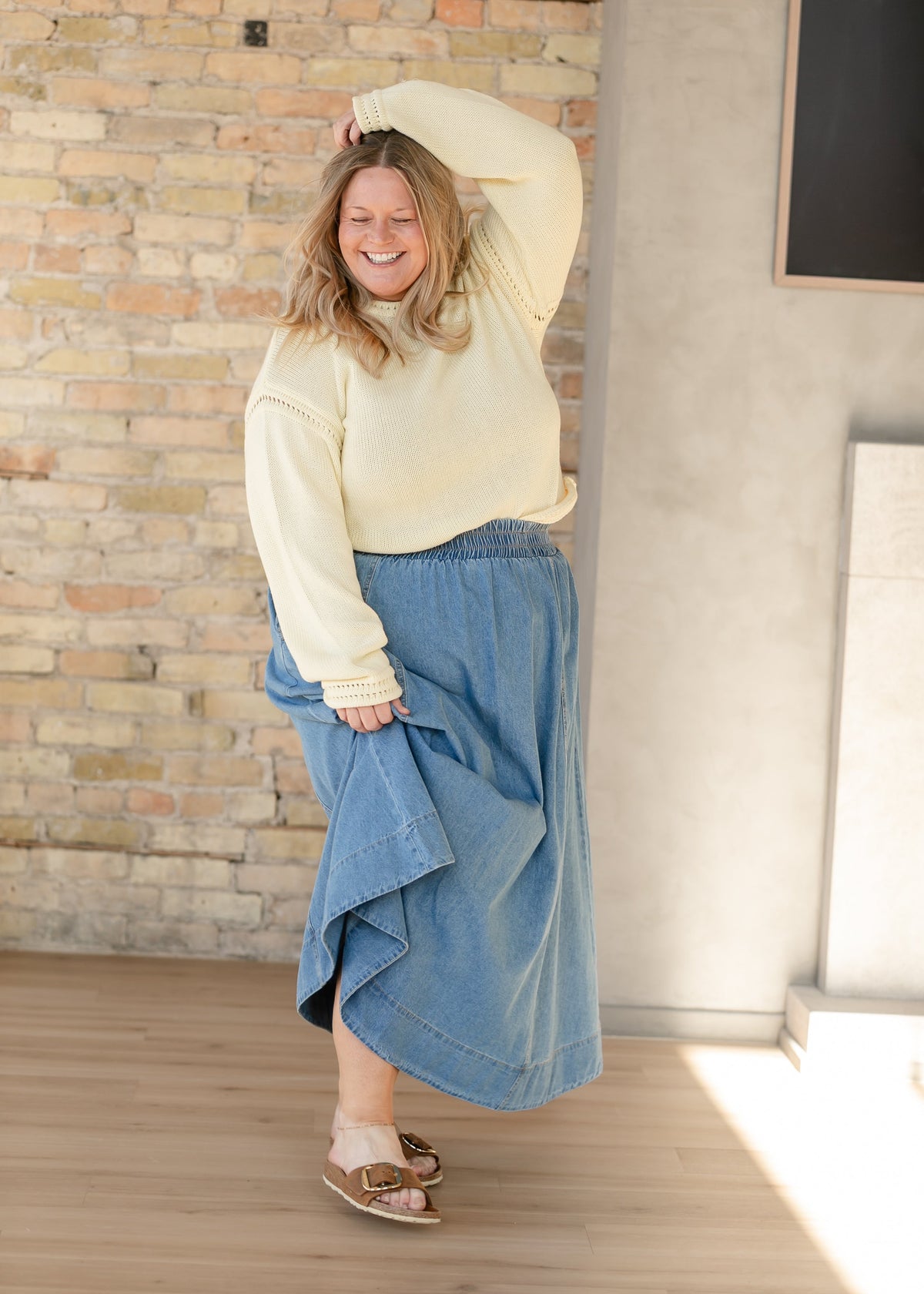Falda Maxi Denim Corte A Lavado Medio