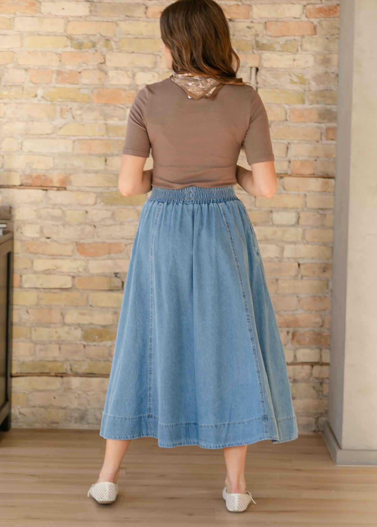 Falda Maxi Denim Corte A Lavado Medio