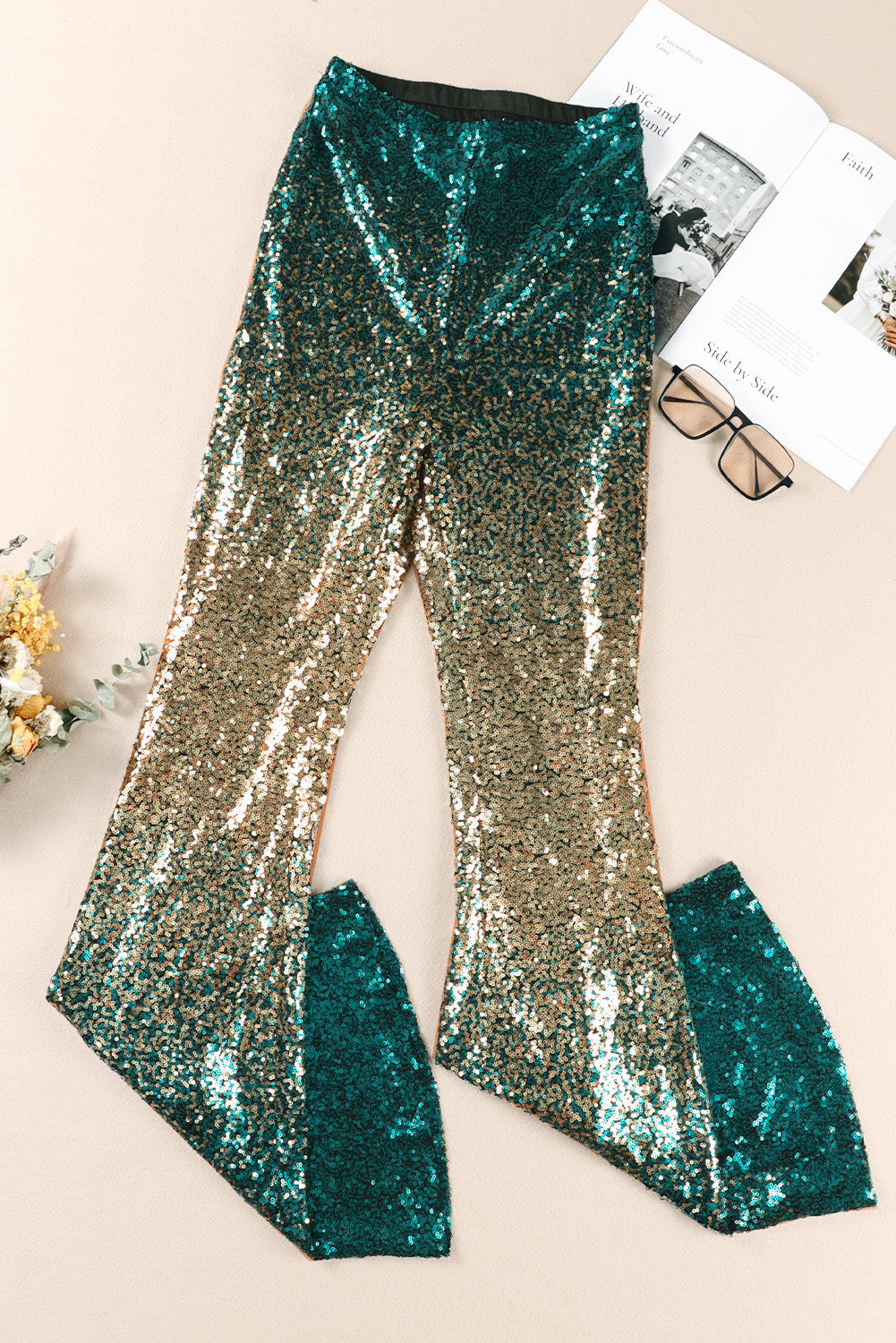 Candela – Pantalón Flare con Lentejuelas Degradadas