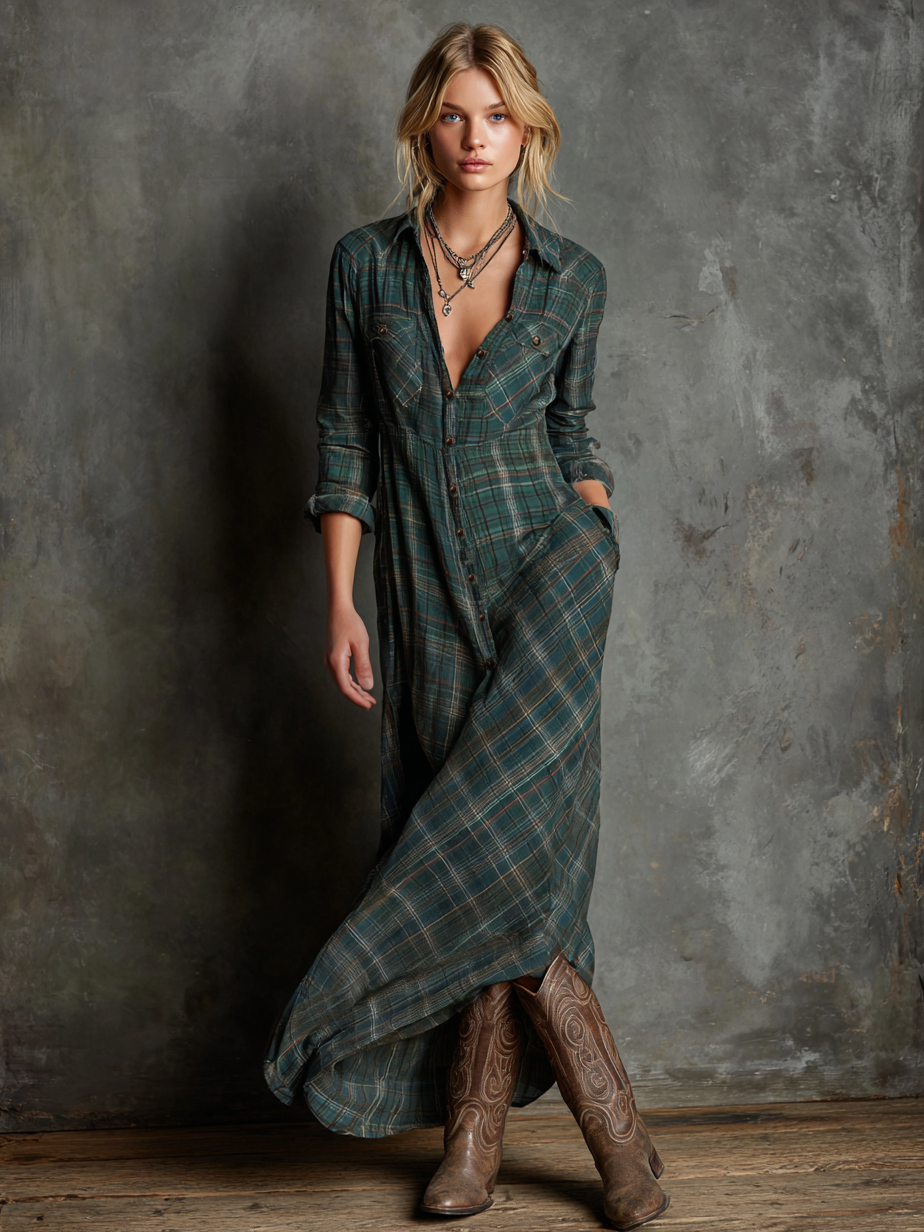 Nuria | Vestido maxi a rayas con cuello
