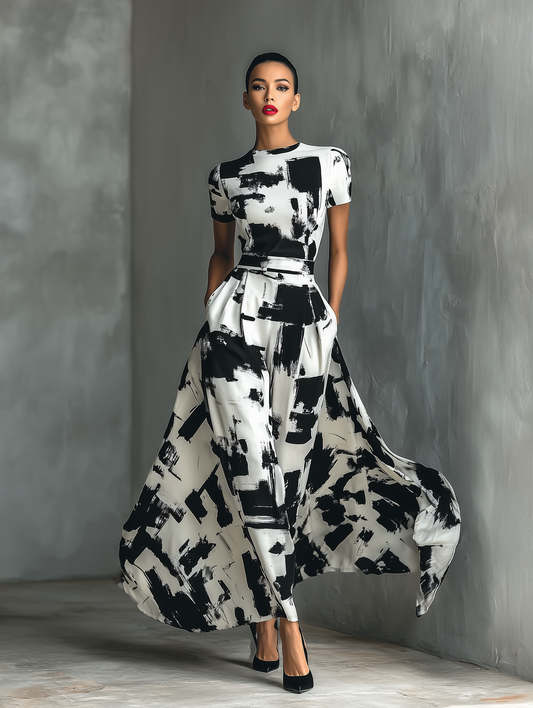Paloma | Vestido maxi con estampado abstracto