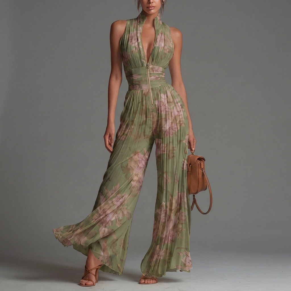 Zineb | Mono floral plisado
