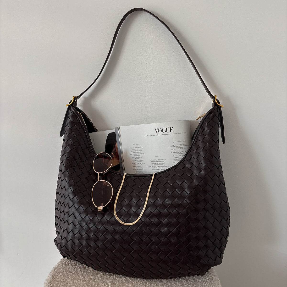 Hailey | Bolso tote trenzado café