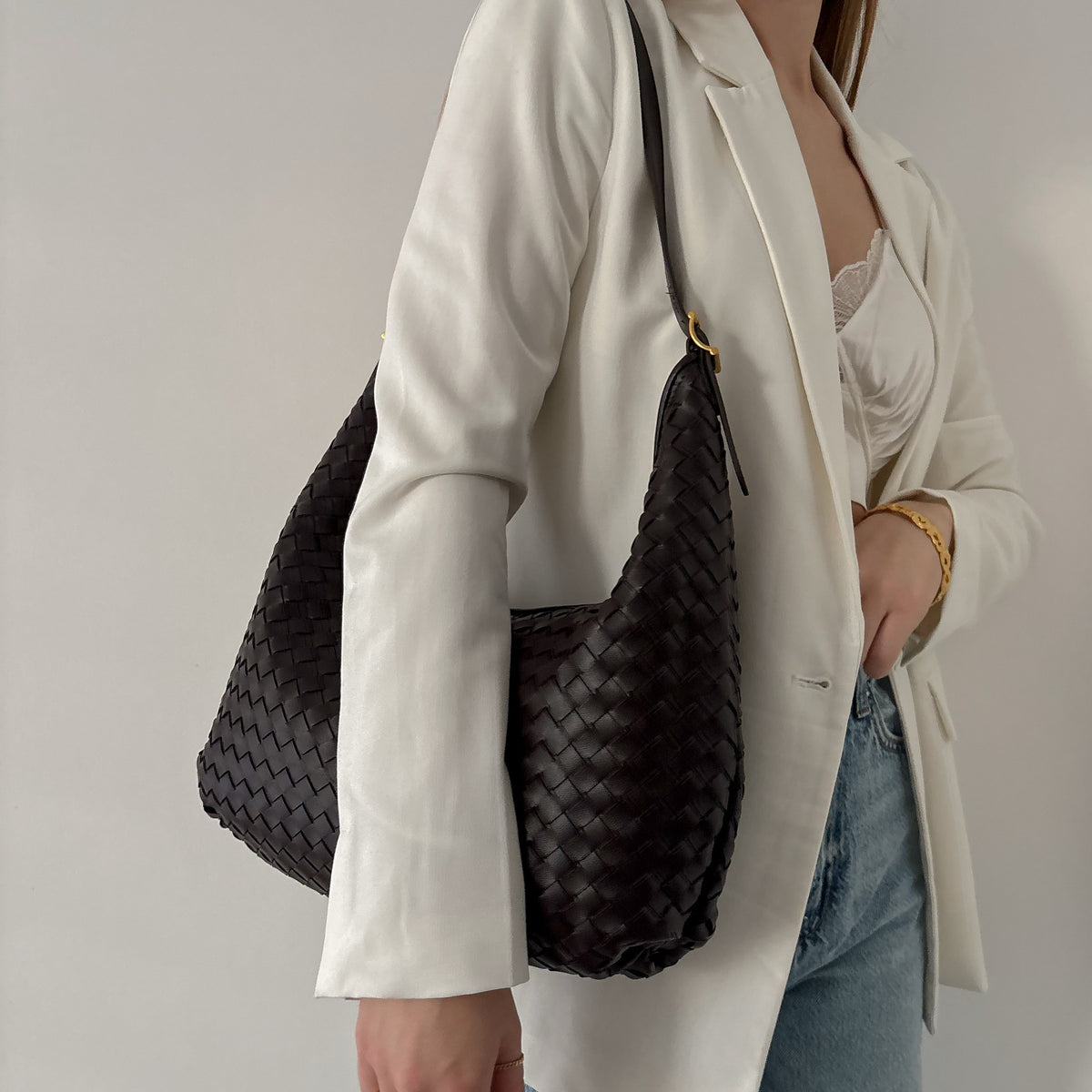 Hailey | Bolso tote trenzado café