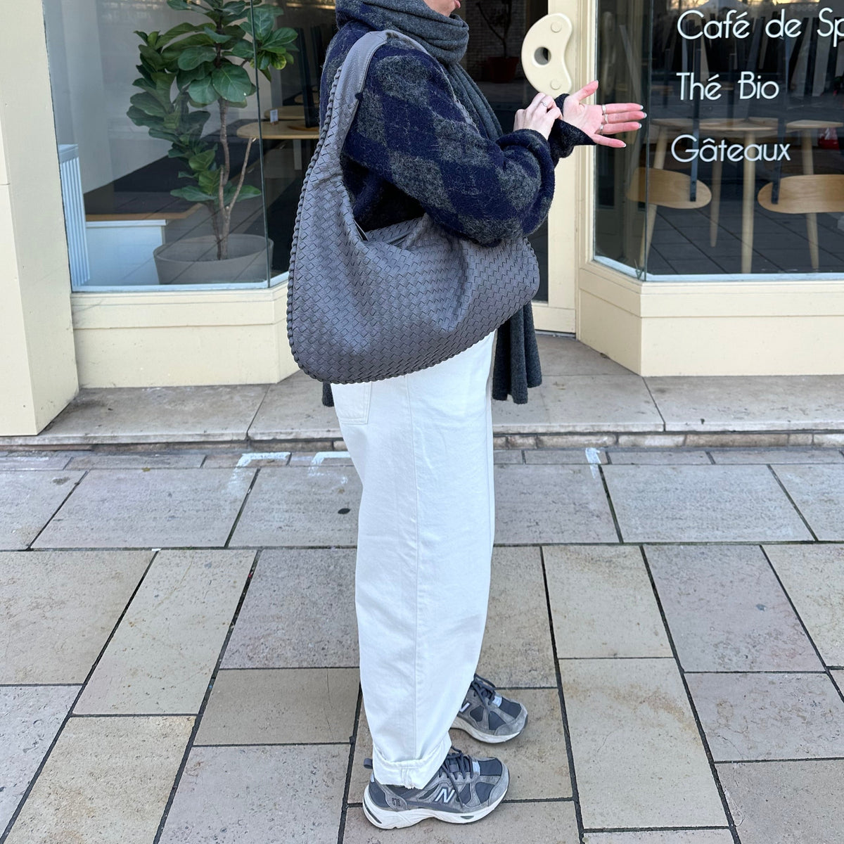 Oversize Trenzado | Bolso de hombro gris