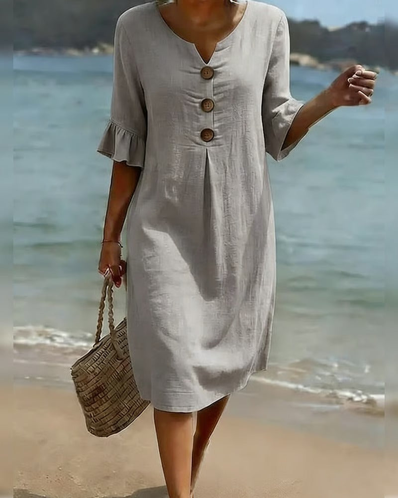 Vestido con botones y mangas fruncidas
