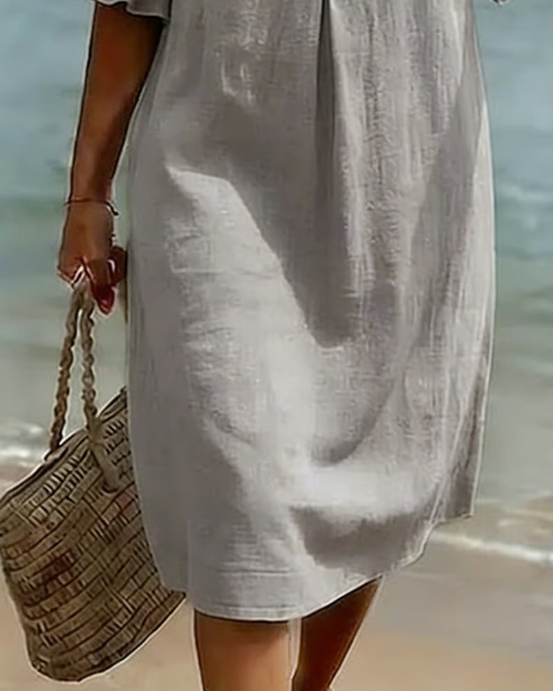 Vestido con botones y mangas fruncidas