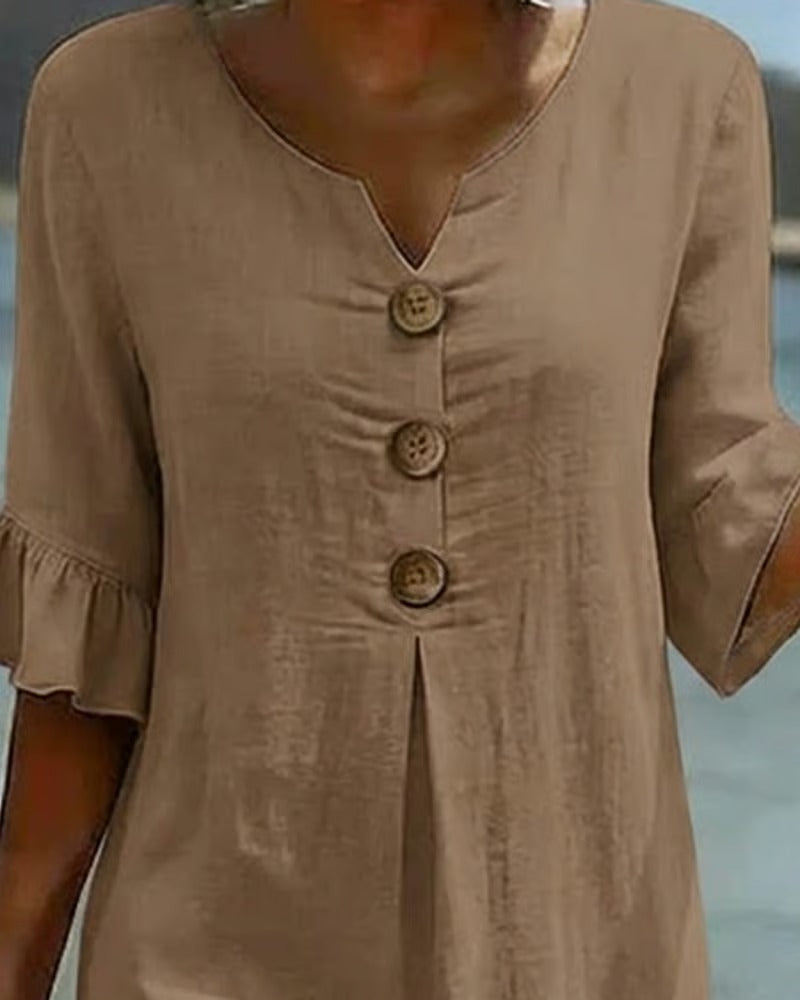 Vestido con botones y mangas fruncidas
