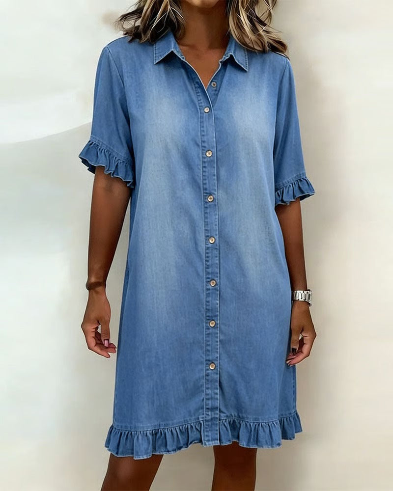 Vestido de mezclilla con fruncido