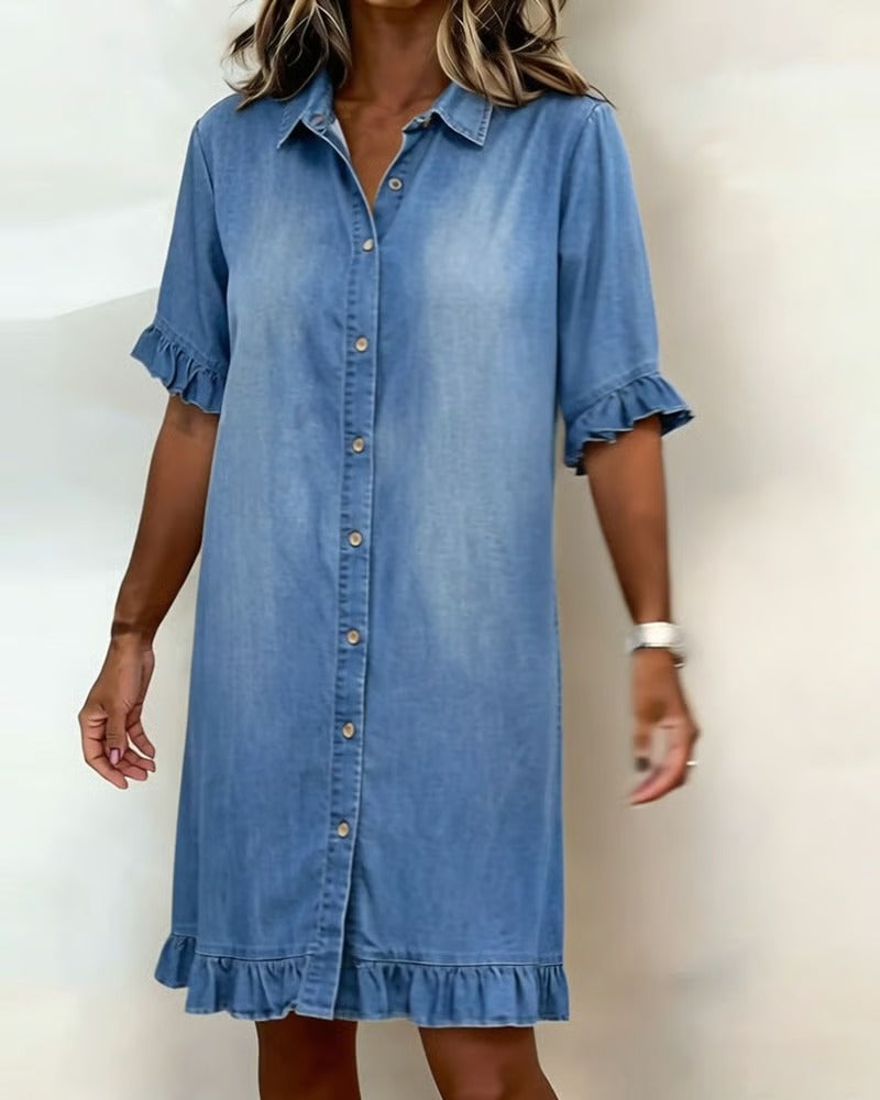 Vestido de mezclilla con fruncido
