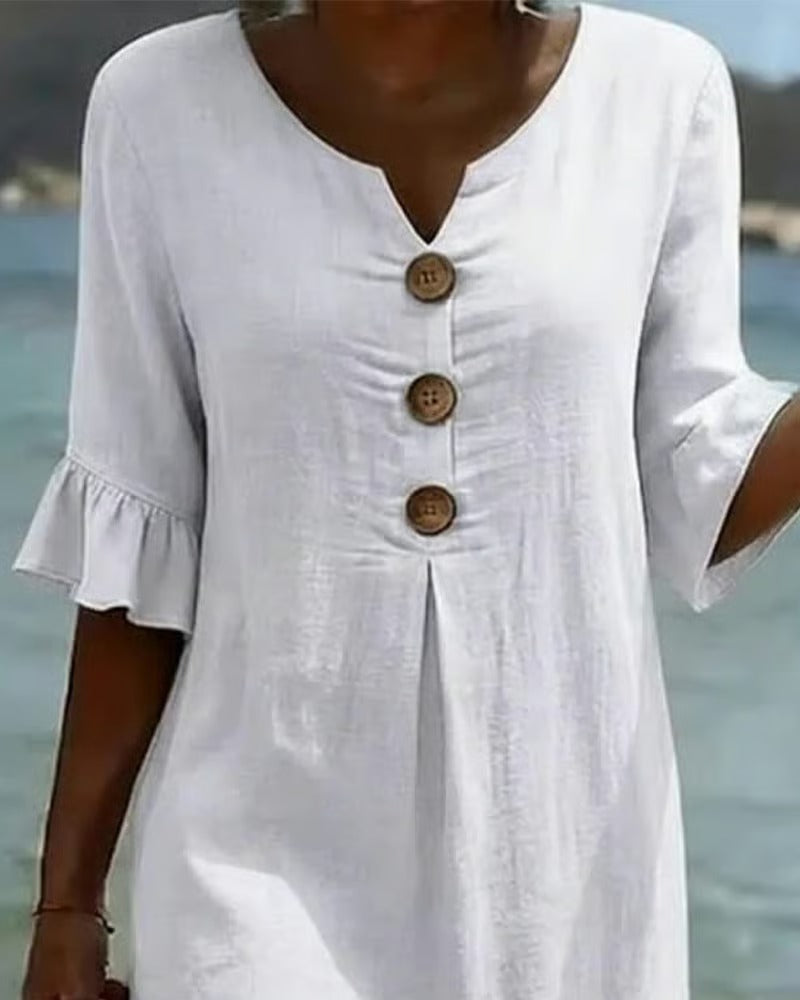 Vestido con botones y mangas fruncidas