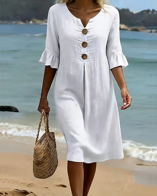 Vestido con botones y mangas fruncidas