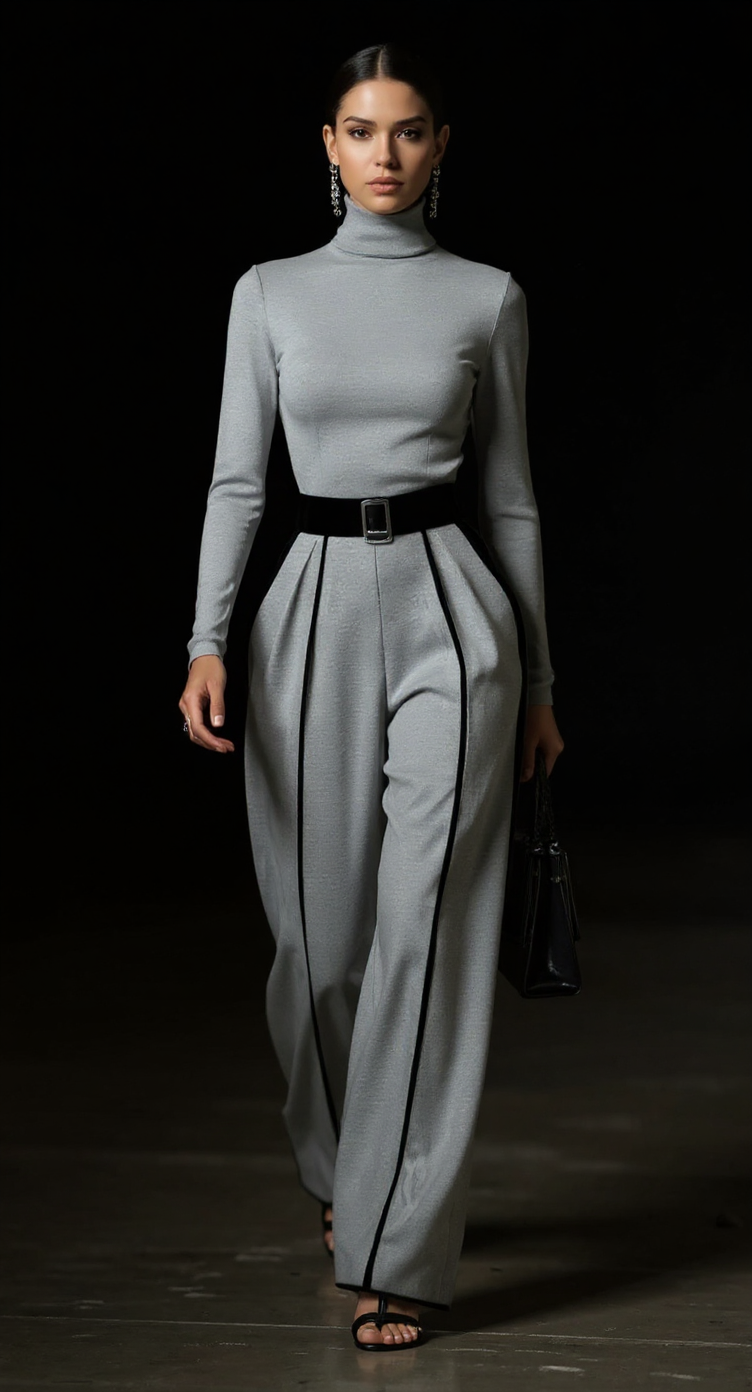 Milán - Conjunto Wide Leg con Ribete de Contraste