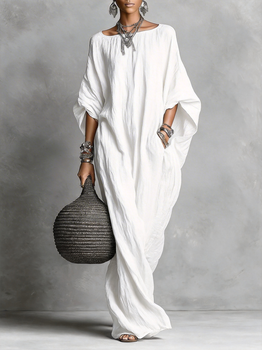 Elira – Vestido Largo Minimalista de Lino y Algodón