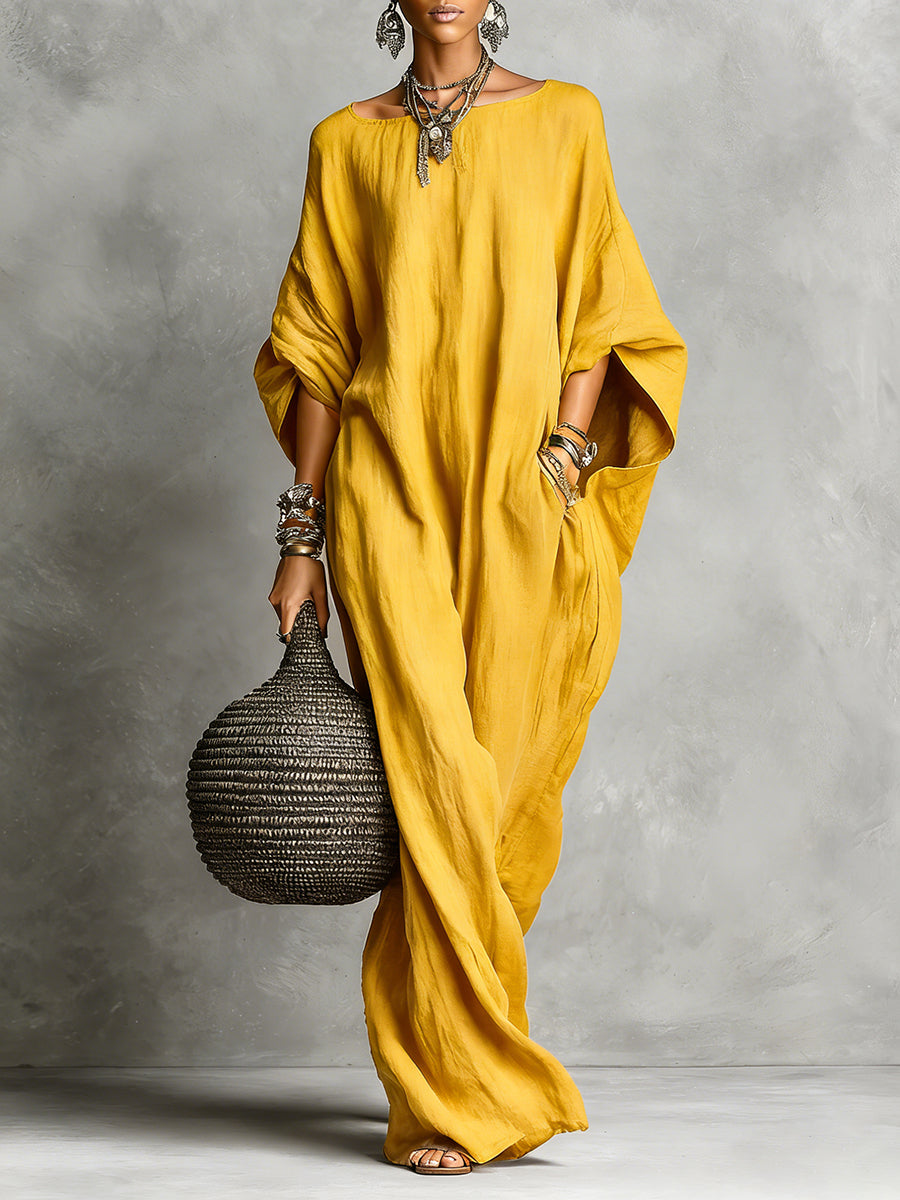 Elira – Vestido Largo Minimalista de Lino y Algodón