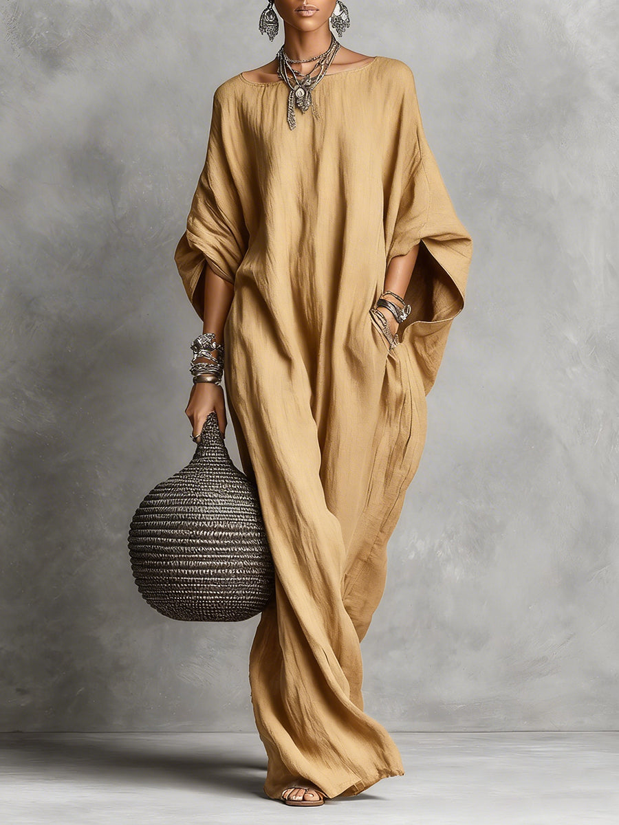Elira – Vestido Largo Minimalista de Lino y Algodón