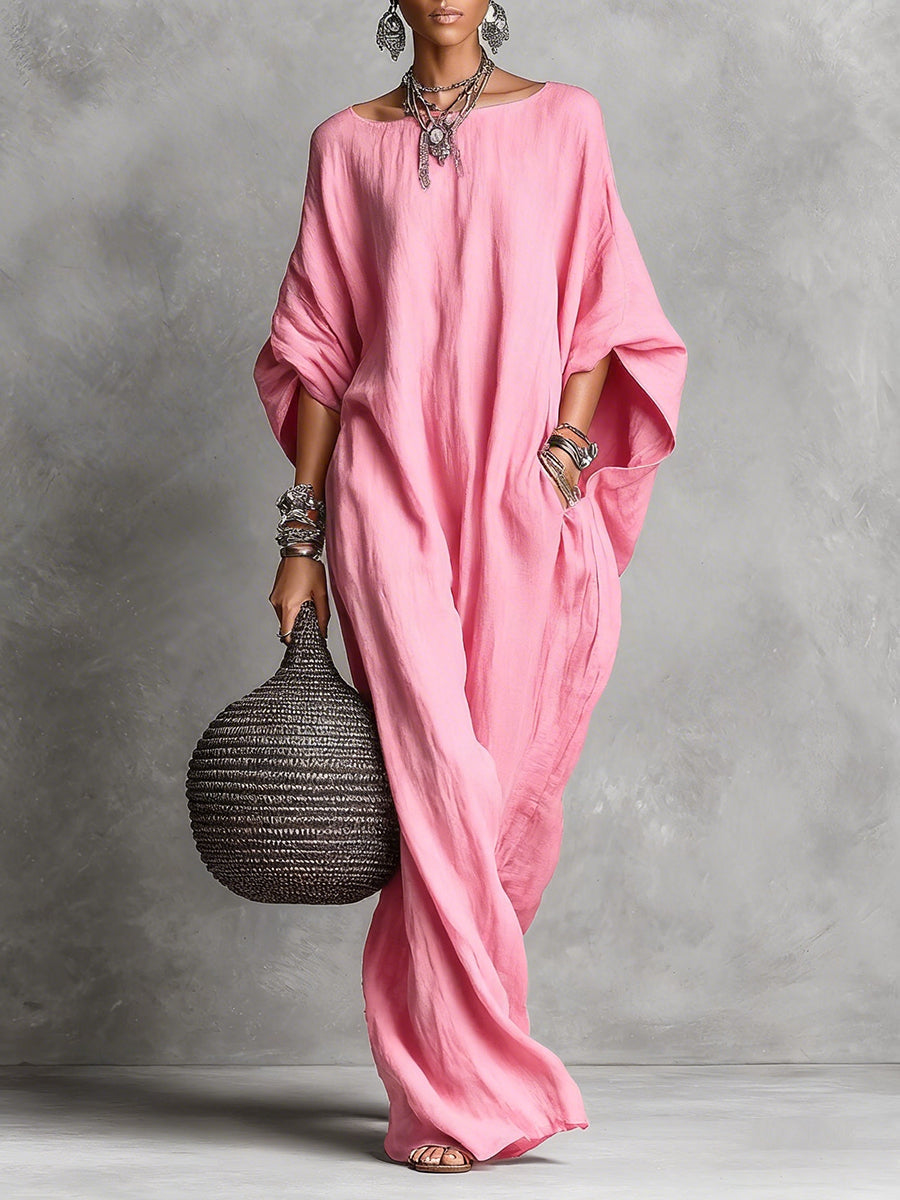 Elira – Vestido Largo Minimalista de Lino y Algodón