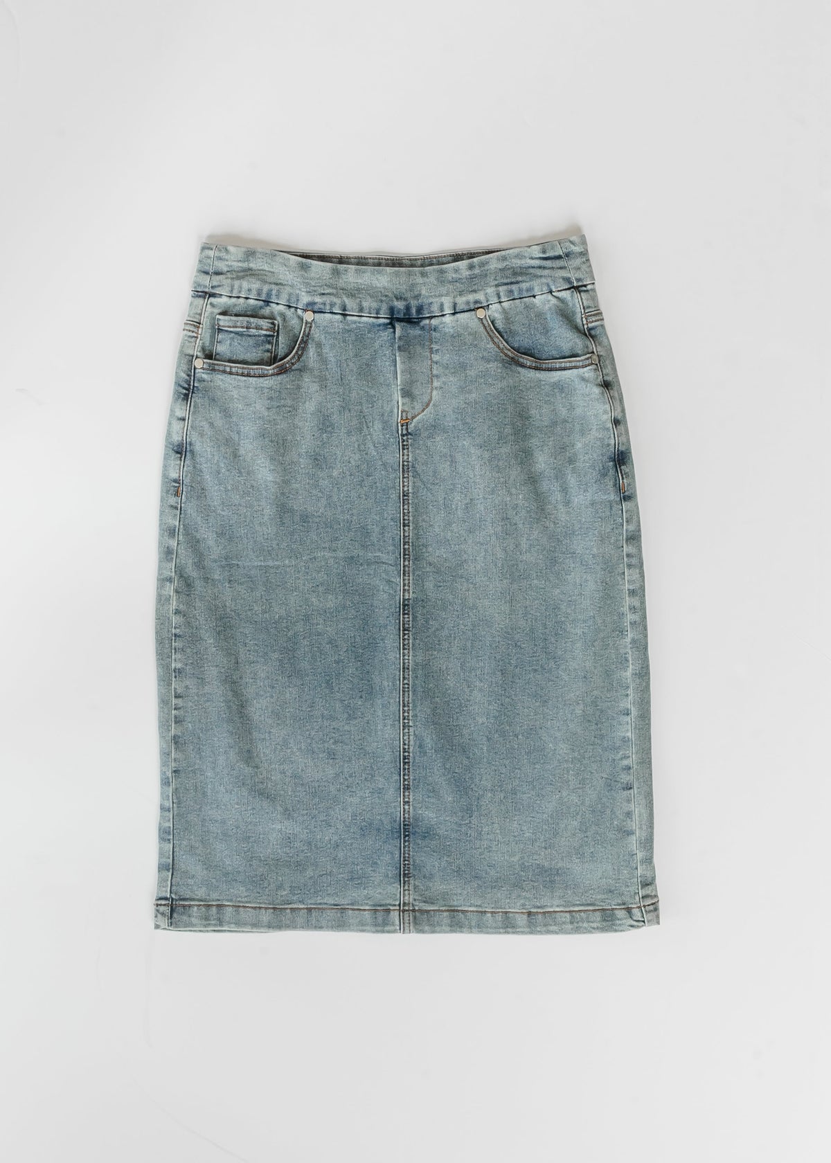 Sandra – Falda Midi Denim Clásica