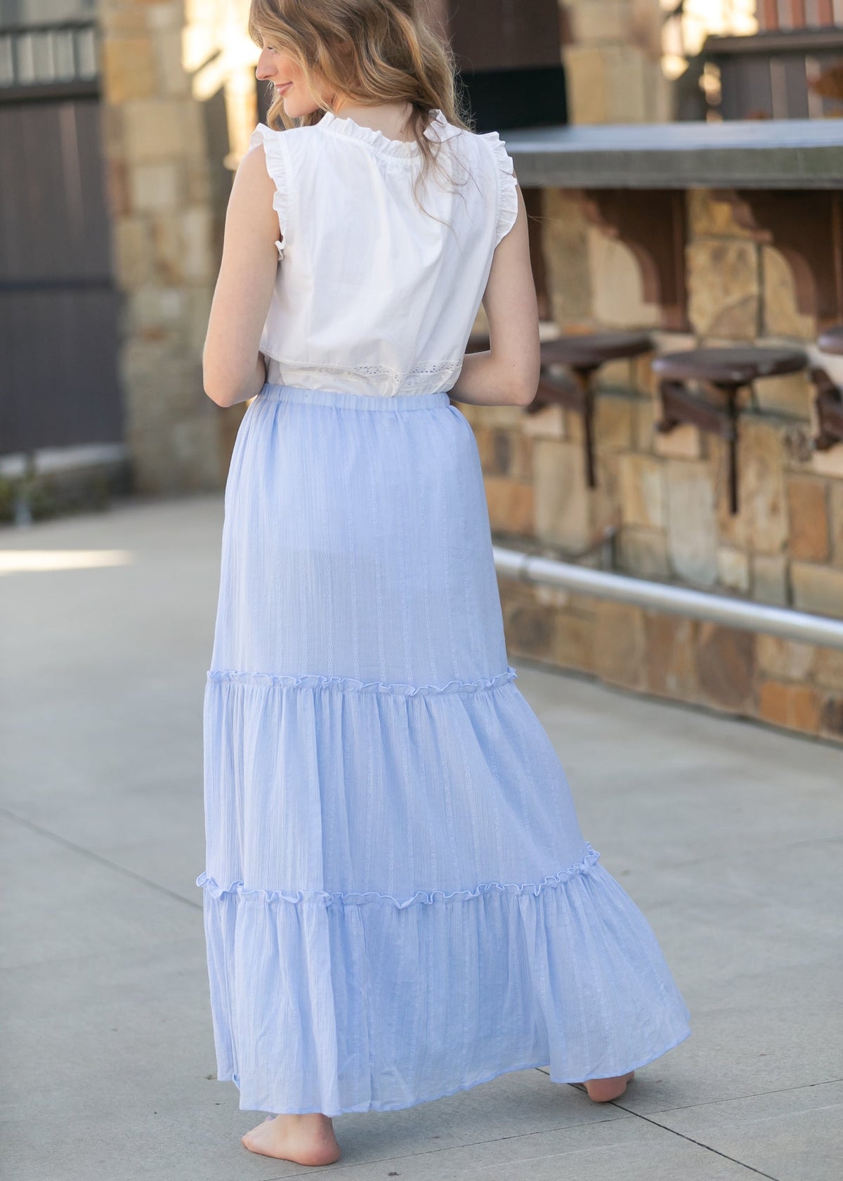Serena – Falda Maxi de Algodón Azul Claro
