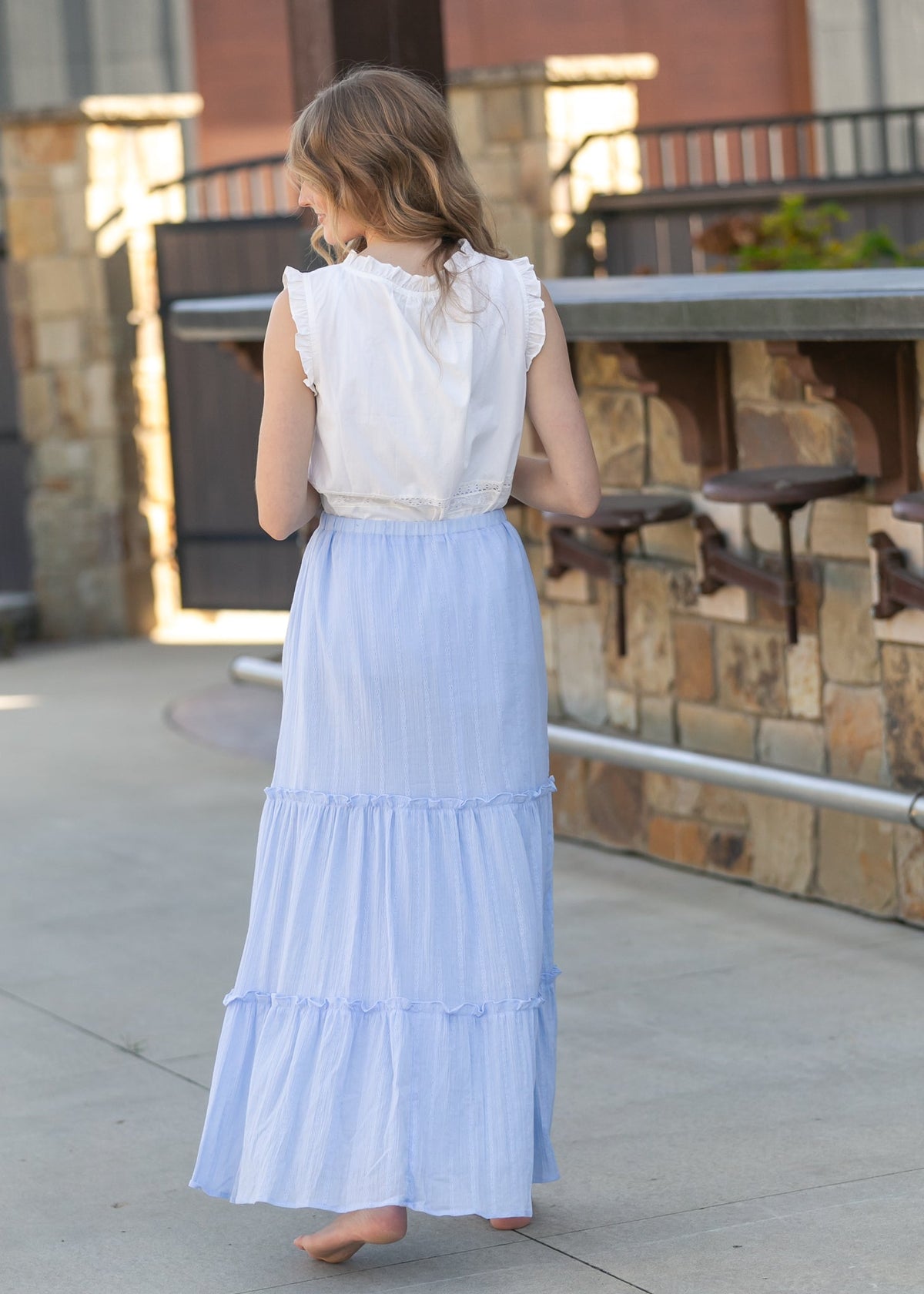Serena – Falda Maxi de Algodón Azul Claro