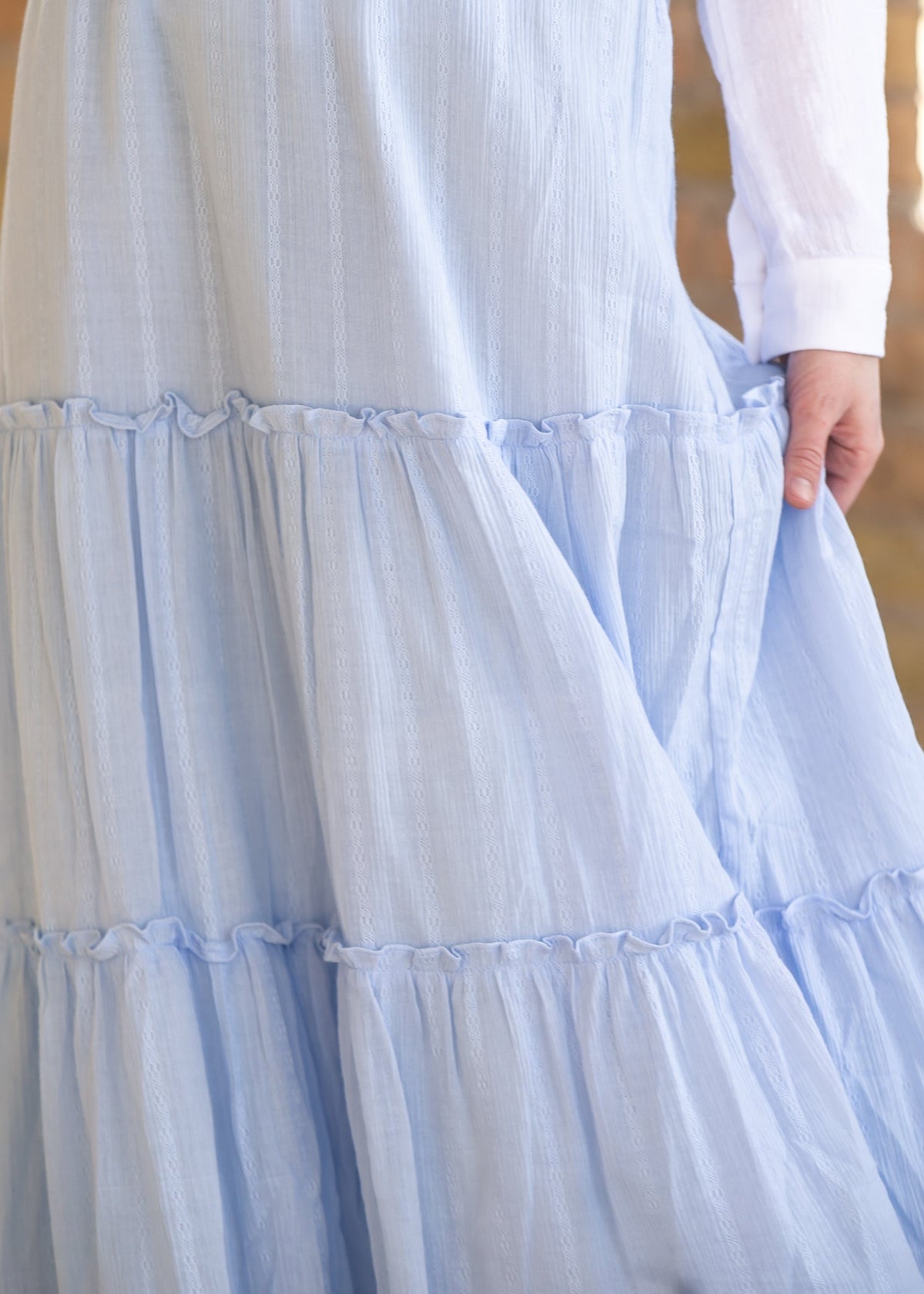 Serena – Falda Maxi de Algodón Azul Claro