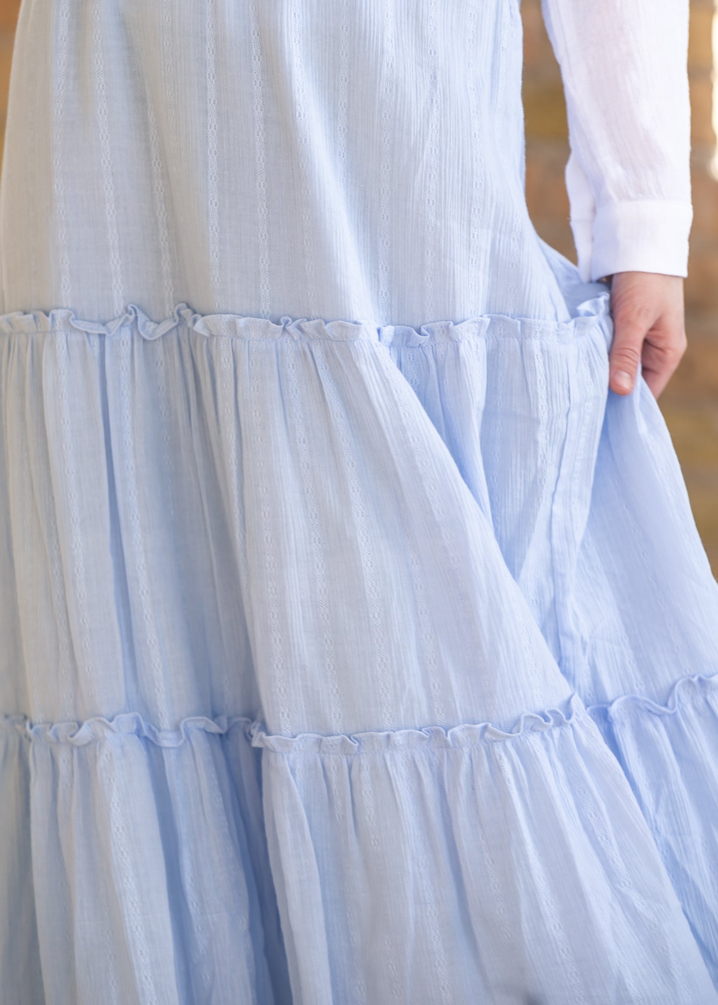 Serena – Falda Maxi de Algodón Azul Claro